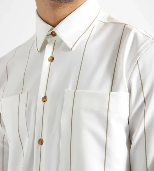 Libertine-Libertine Canyon Shirt White Khaki Stripes