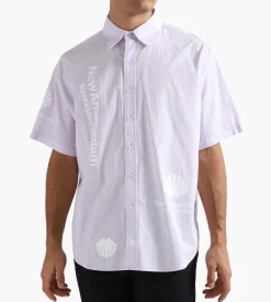 New Amsterdam Surf Association Beach Shirt Shortsleeve Lilac Stripe Logo