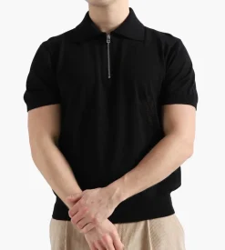 New Amsterdam Surf Association Zip Polo Knit Black