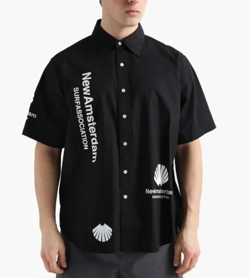 New Amsterdam Surf Association Beach Shirt Shortsleeve Black Logo