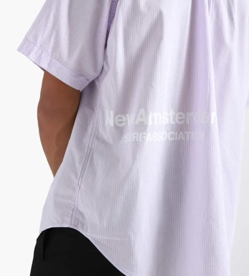 New Amsterdam Surf Association Beach Shirt Shortsleeve Lilac Stripe Logo