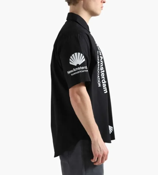New Amsterdam Surf Association Beach Shirt Shortsleeve Black Logo