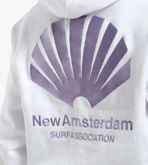 New Amsterdam Surf Association Logo Hoodie White Lilac