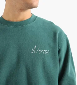 Norse Projects Arne Chain Stitch Logo Sweater Dartmouth Green