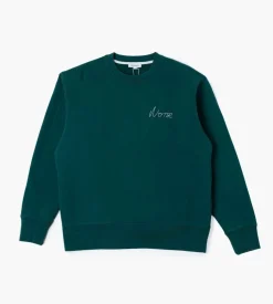 Norse Projects Arne Chain Stitch Logo Sweater Dartmouth Green