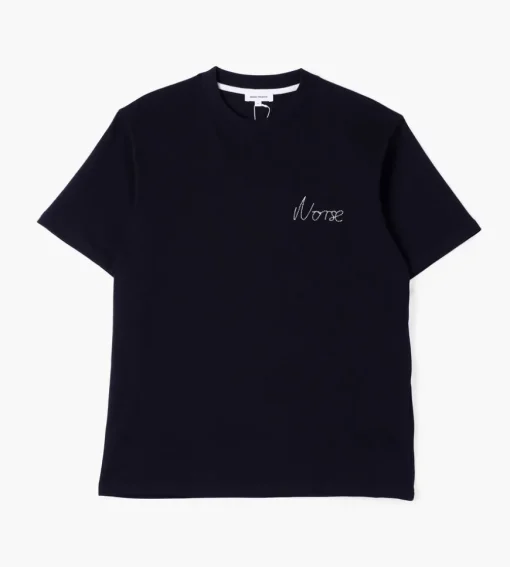 Norse Projects Johannes Chain Stitch Logo Tee Black