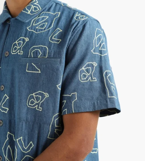 Olaf Aop Denim Ss Shirt Light Denim