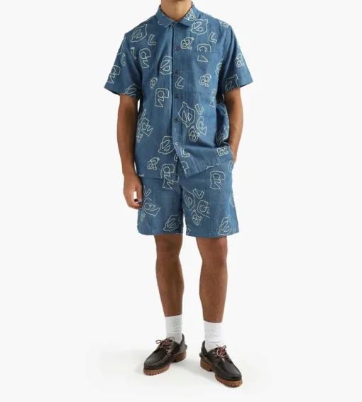 Olaf Aop Denim Ss Shirt Light Denim
