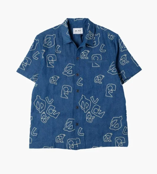 Olaf Aop Denim Ss Shirt Light Denim
