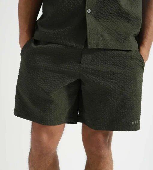 Olaf Seersucker Shorts Forest Green
