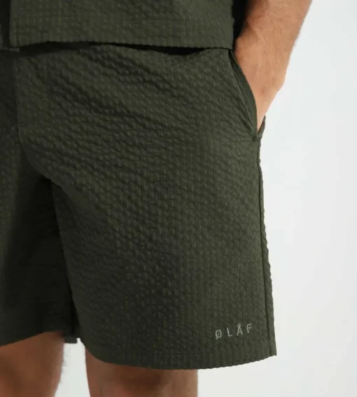 Olaf Seersucker Shorts Forest Green