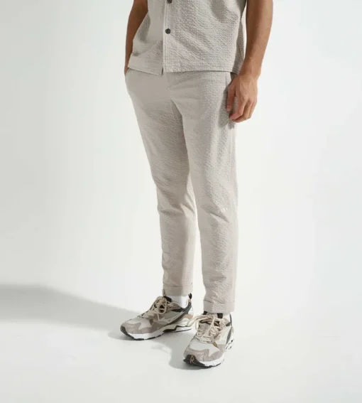 Olaf Seersucker Slim Trousers Cement