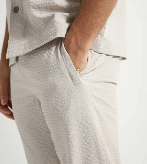 Olaf Seersucker Slim Trousers Cement