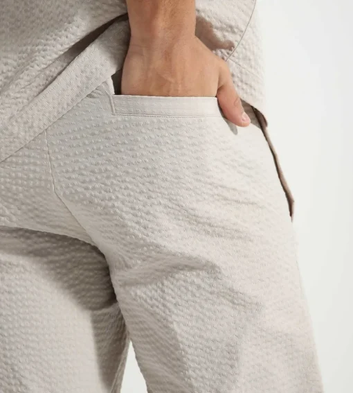 Olaf Seersucker Slim Trousers Cement
