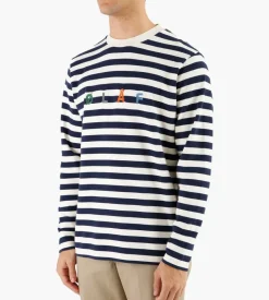 Olaf Stripe Sans Longsleeve Tee White Blue