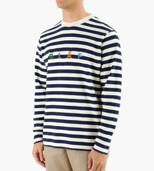 Olaf Stripe Sans Longsleeve Tee White Blue