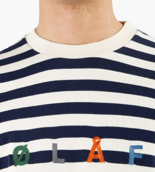 Olaf Stripe Sans Longsleeve Tee White Blue