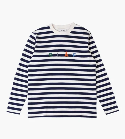 Olaf Stripe Sans Longsleeve Tee White Blue