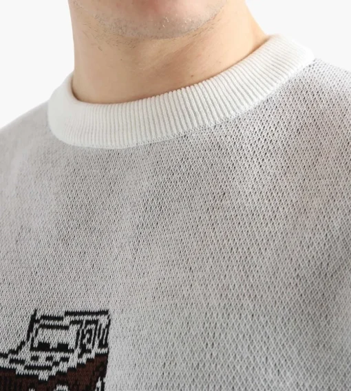 Palmes Cars Knitted Sweater Off-White
