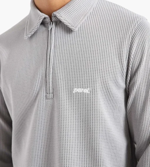 Parel Studios Prespa Quarter Zip Waffle Light Grey