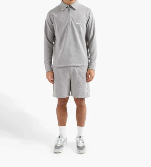 Parel Studios Prespa Quarter Zip Waffle Light Grey