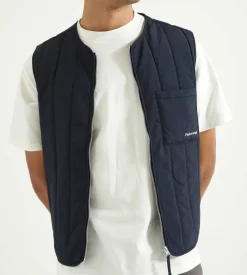 Pinkorange Logo Zippered Vest Navy