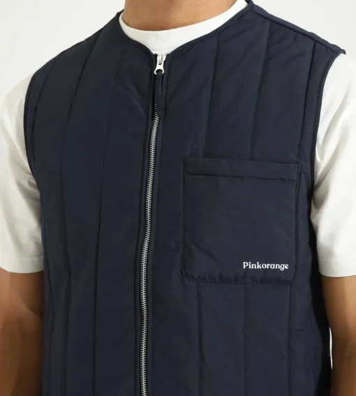 Pinkorange Logo Zippered Vest Navy