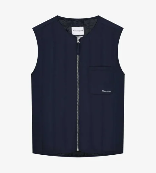Pinkorange Logo Zippered Vest Navy