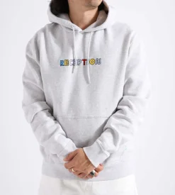 Reception Hooded Sweat Motto Cotton Brush Fleece Athletic Grey