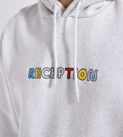 Reception Hooded Sweat Motto Cotton Brush Fleece Athletic Grey