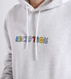 Reception Hooded Sweat Motto Cotton Brush Fleece Athletic Grey
