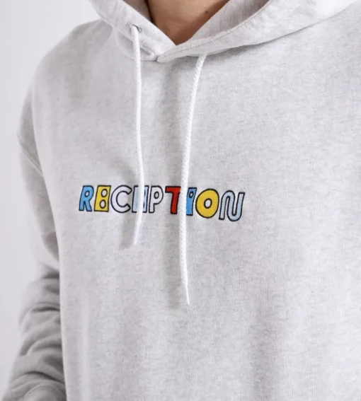 Reception Hooded Sweat Motto Cotton Brush Fleece Athletic Grey