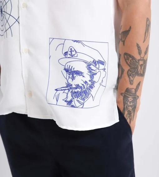 Reception Ss Bowling Shirt Cruise Pes Crepe White