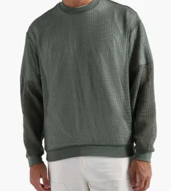 Stussy Cotton Mesh Crewneck Olive