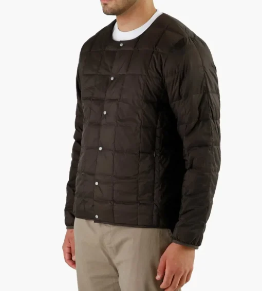 Taion Crew-Neck Button Down Jacket Dark Choco