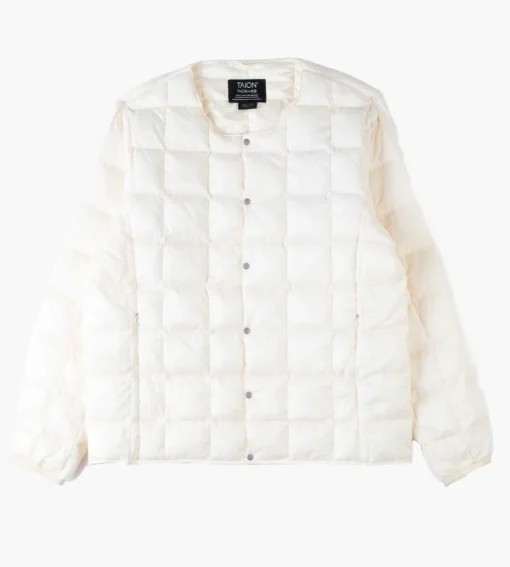 Taion Crew-Neck Button Down Jacket Off White