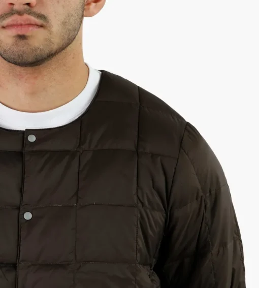 Taion Crew-Neck Button Down Jacket Dark Choco