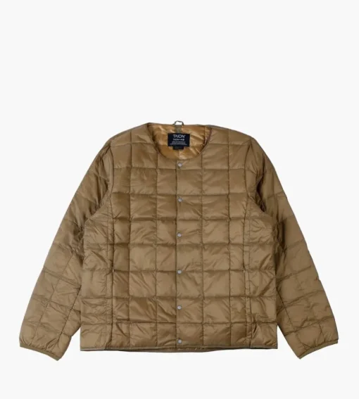 Taion Crew-Neck Button Down Jacket Beige
