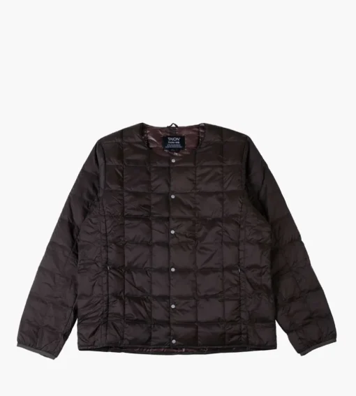 Taion Crew-Neck Button Down Jacket Dark Choco