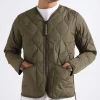 Taion Military Zip V Neck Down Jacket Dark Olive