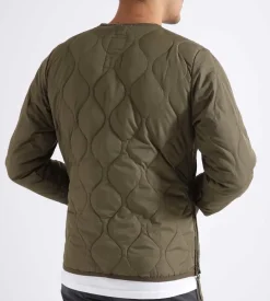 Taion Military Zip V Neck Down Jacket Dark Olive