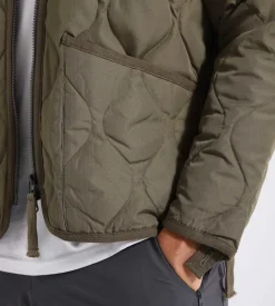 Taion Military Zip V Neck Down Jacket Dark Olive