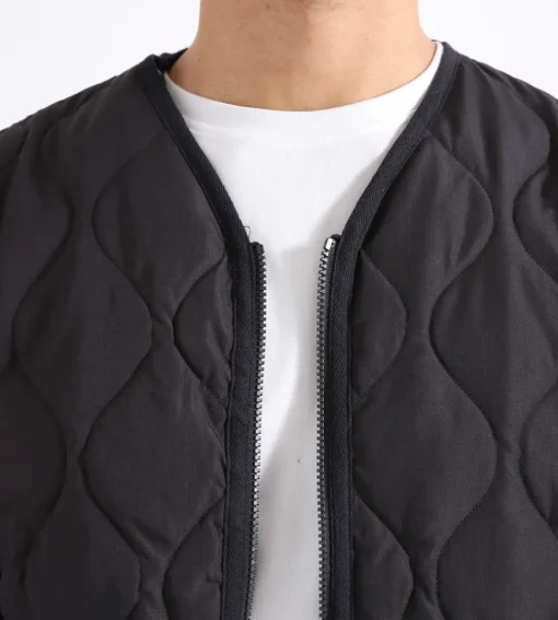 Taion Military Zip V Neck Down Jacket Black