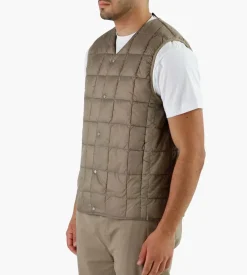 Taion V Neck Button Down Vest Khaki