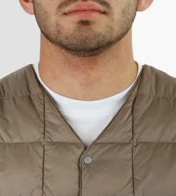 Taion V Neck Button Down Vest Khaki