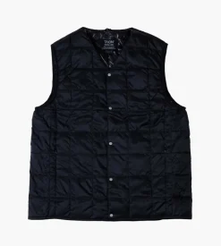 Taion V Neck Button Down Vest Black