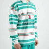 Tommy Jeans Cu Bar Striped Pique Rugby Navigator Green Stripe