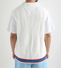 Tommy Jeans Cu Letterman Knitted Vest Ecru