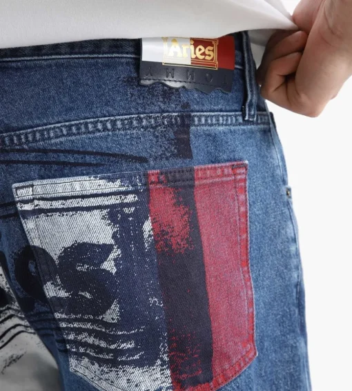 Tommy Jeans X Aries Flag Denim Pants Desert Sky