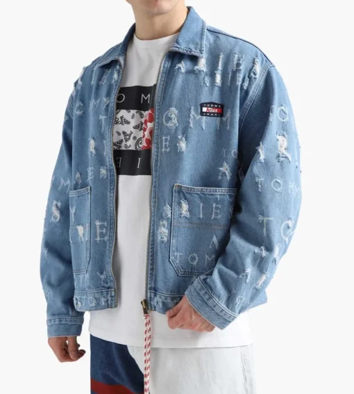 Tommy Jeans X Aries Laser Denim Jacket Washed Blue